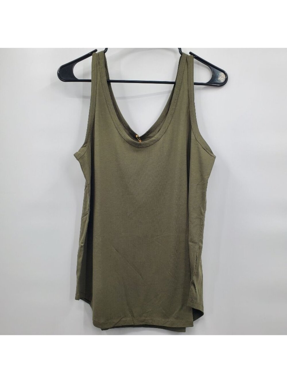 Quince Cotton Modal Double Scoop Neck Tank Women Size Medium NWT Dark Olive